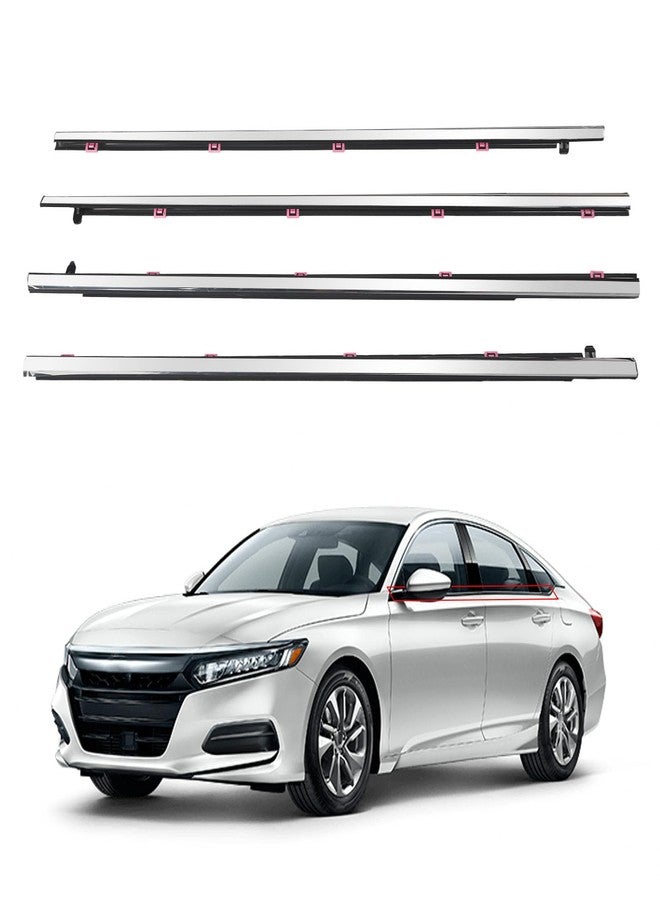 ZONFANT 4 Pcs Car Outer Door Window Moulding Trim Weatherstrip Seal Belt Compatible with Honda Vehicle 2013-2018 Accord, Replace#72410-T2A-A01 72450-T2A-A01 72910-T2A-A01 72950-T2A-A01 - Image 1